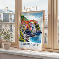 Cinque Terre Poster - Italy Travel Art - Vibrant Coastal Village Home Decor