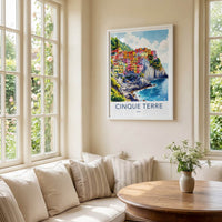 Cinque Terre Poster - Italy Travel Art - Vibrant Coastal Village Home Decor