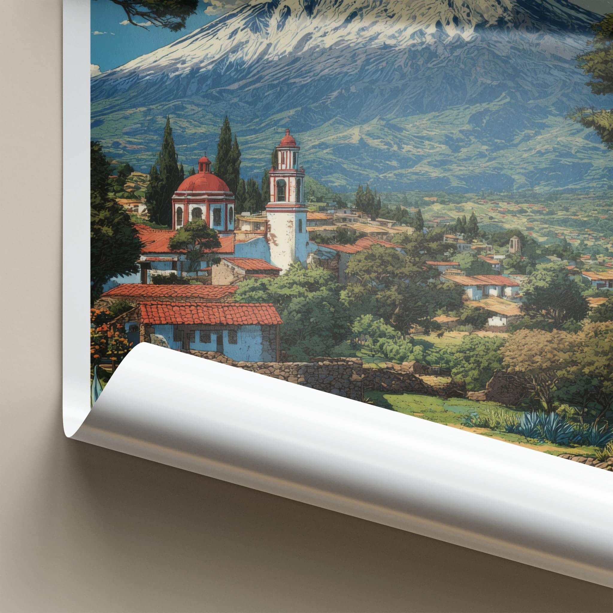 Citlaltepetl Poster - Mexico Travel Art - Snowy Mountain Village Home Decor