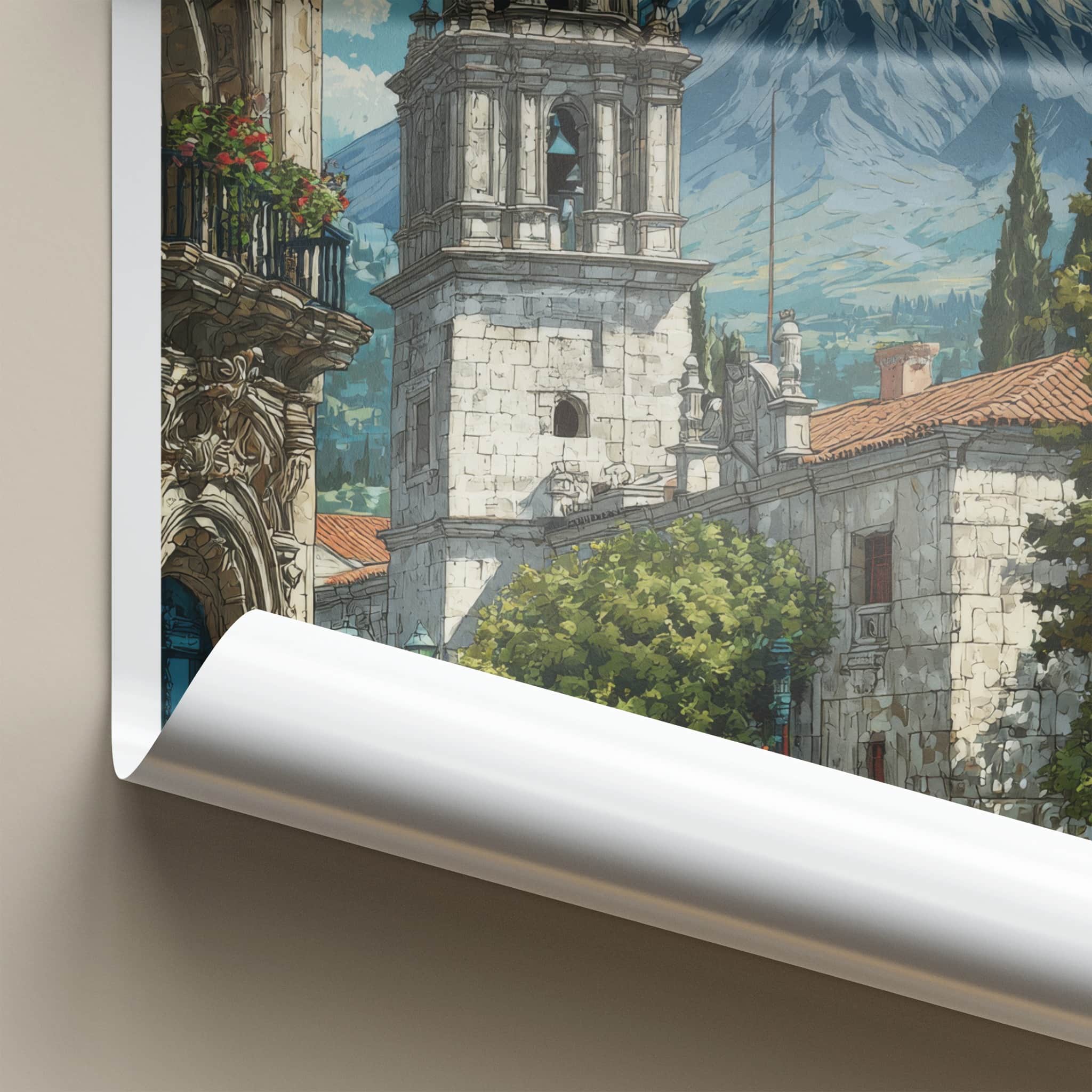 Ciudad Blanca Poster - Peru Bell Tower Mount Home Decor