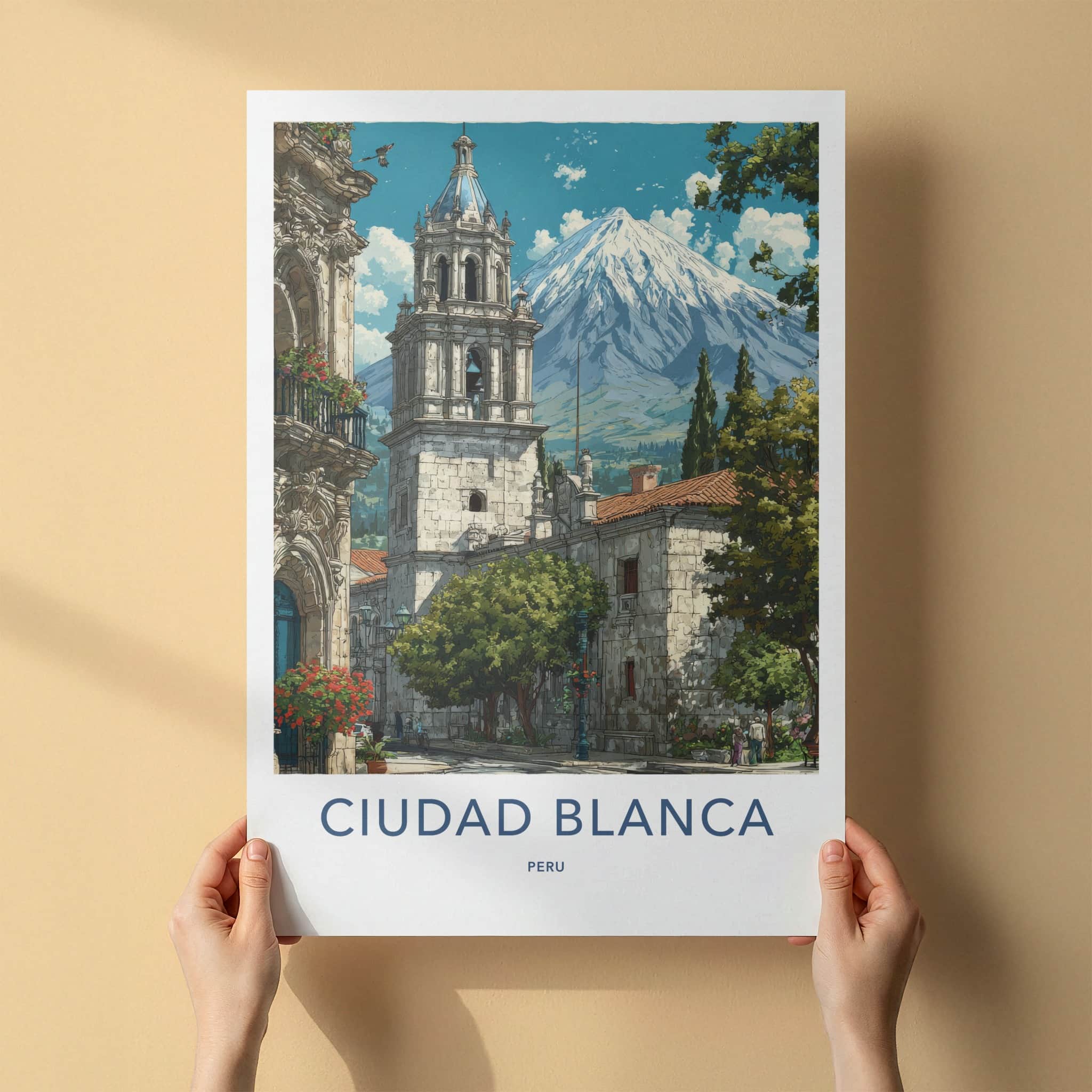 Ciudad Blanca Poster - Peru Bell Tower Mount Home Decor