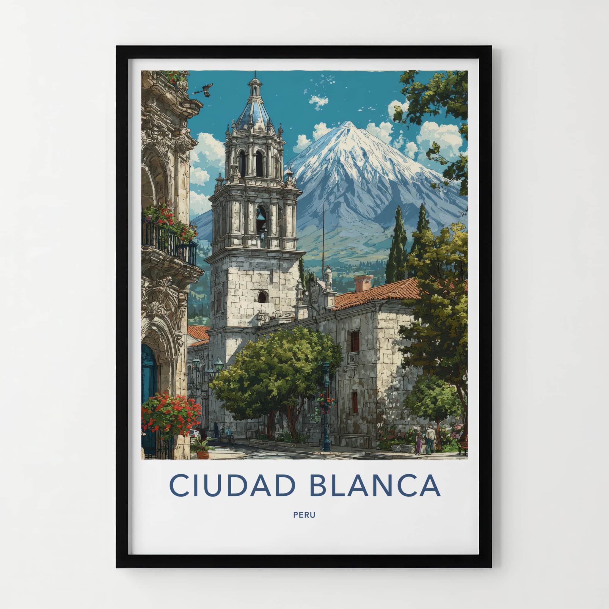 Ciudad Blanca Poster - Peru Bell Tower Mount Home Decor