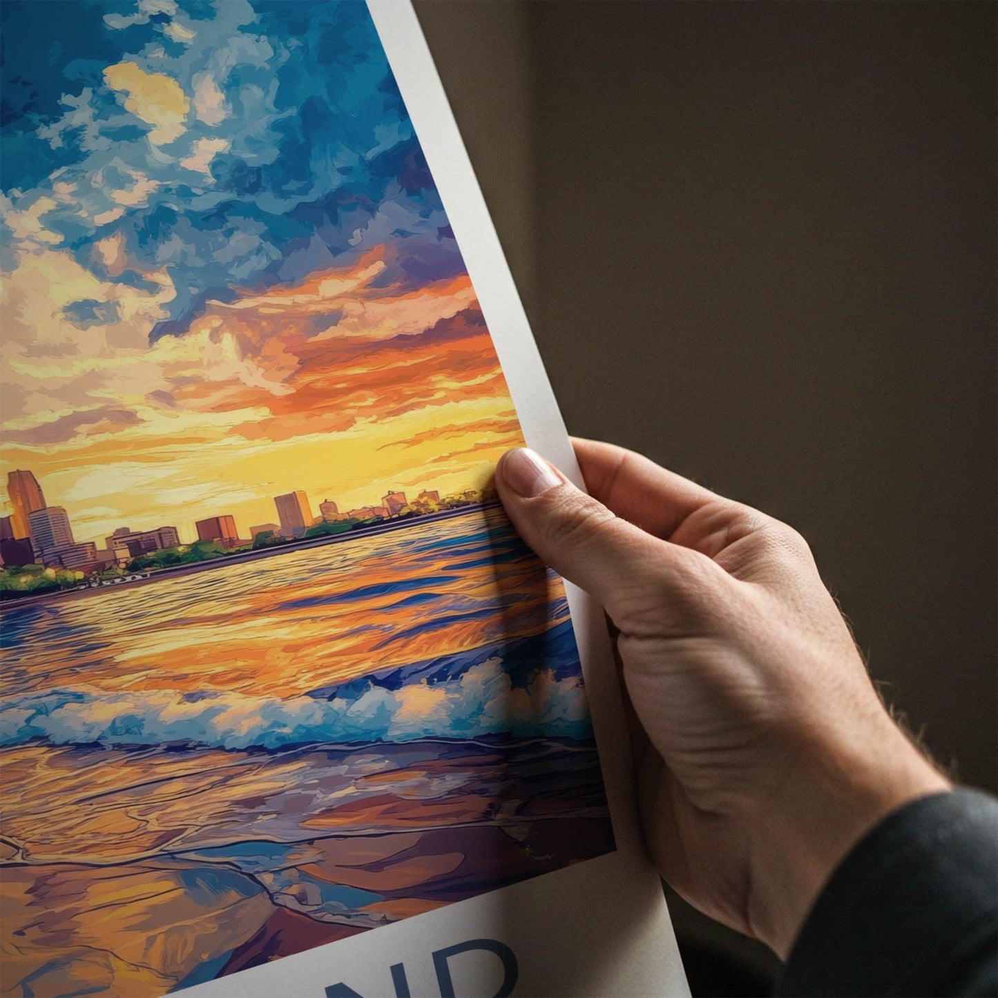 Cleveland Poster - Ohio Wall Art - Lakefront City Sunset Home Decor