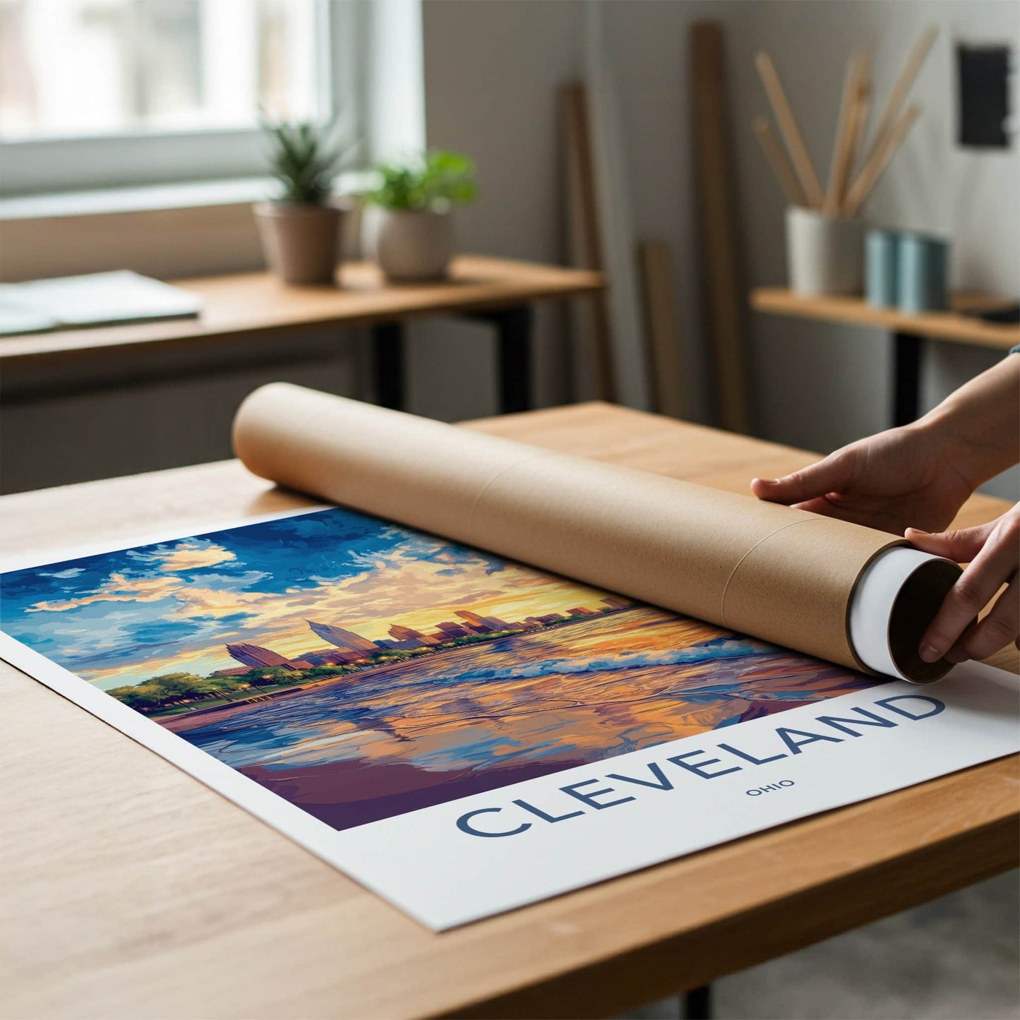 Cleveland Poster - Ohio Wall Art - Lakefront City Sunset Home Decor