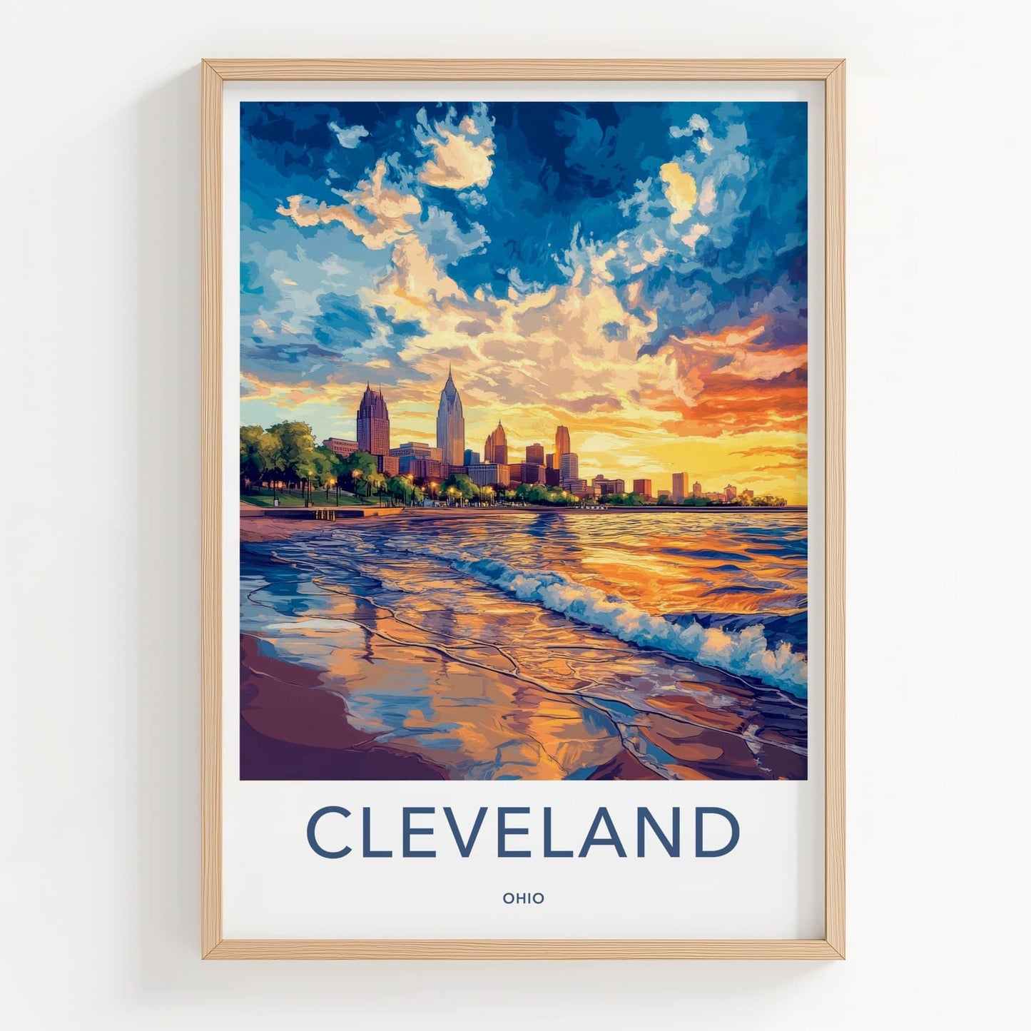 Cleveland Poster - Ohio Wall Art - Lakefront City Sunset Home Decor