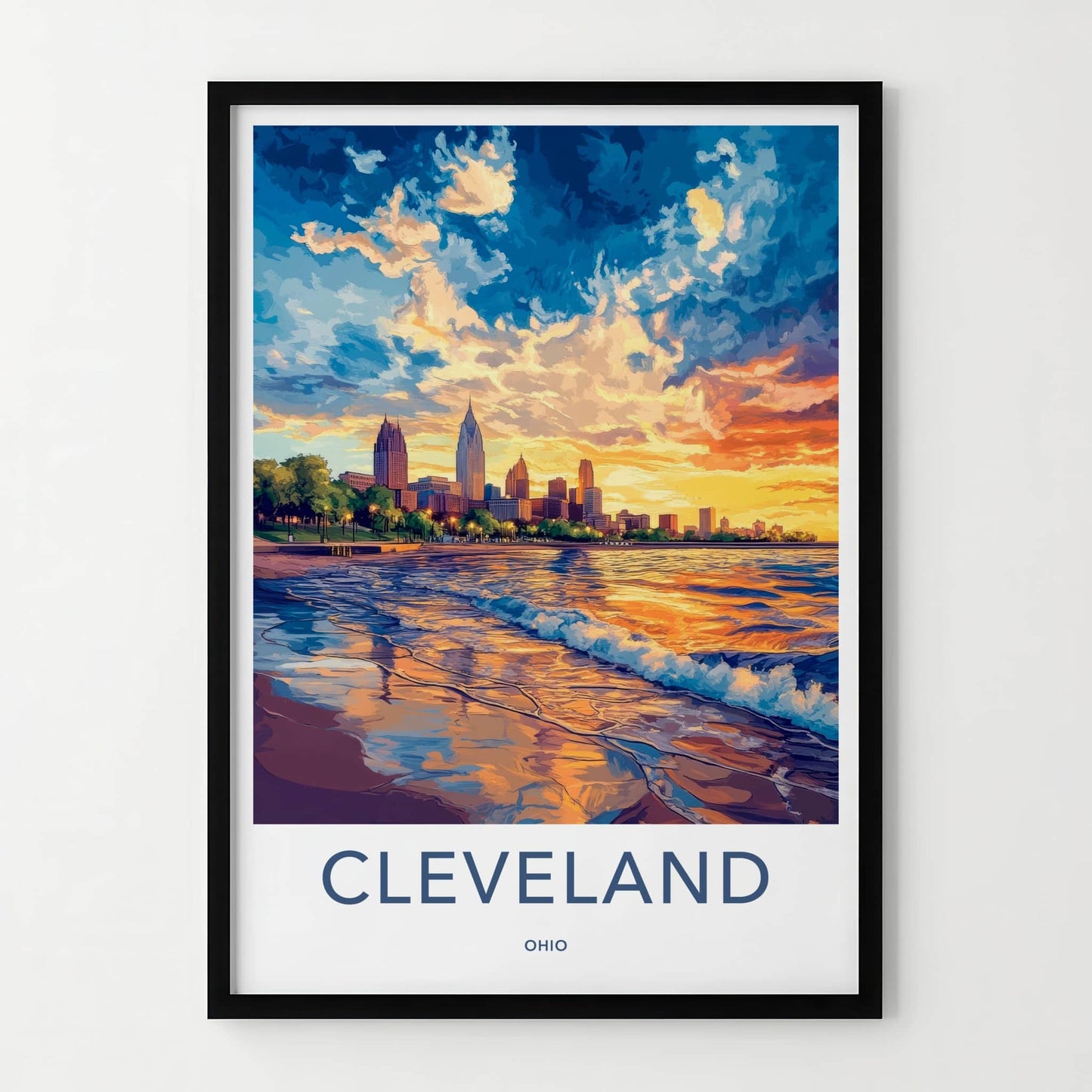 Cleveland Poster - Ohio Wall Art - Lakefront City Sunset Home Decor