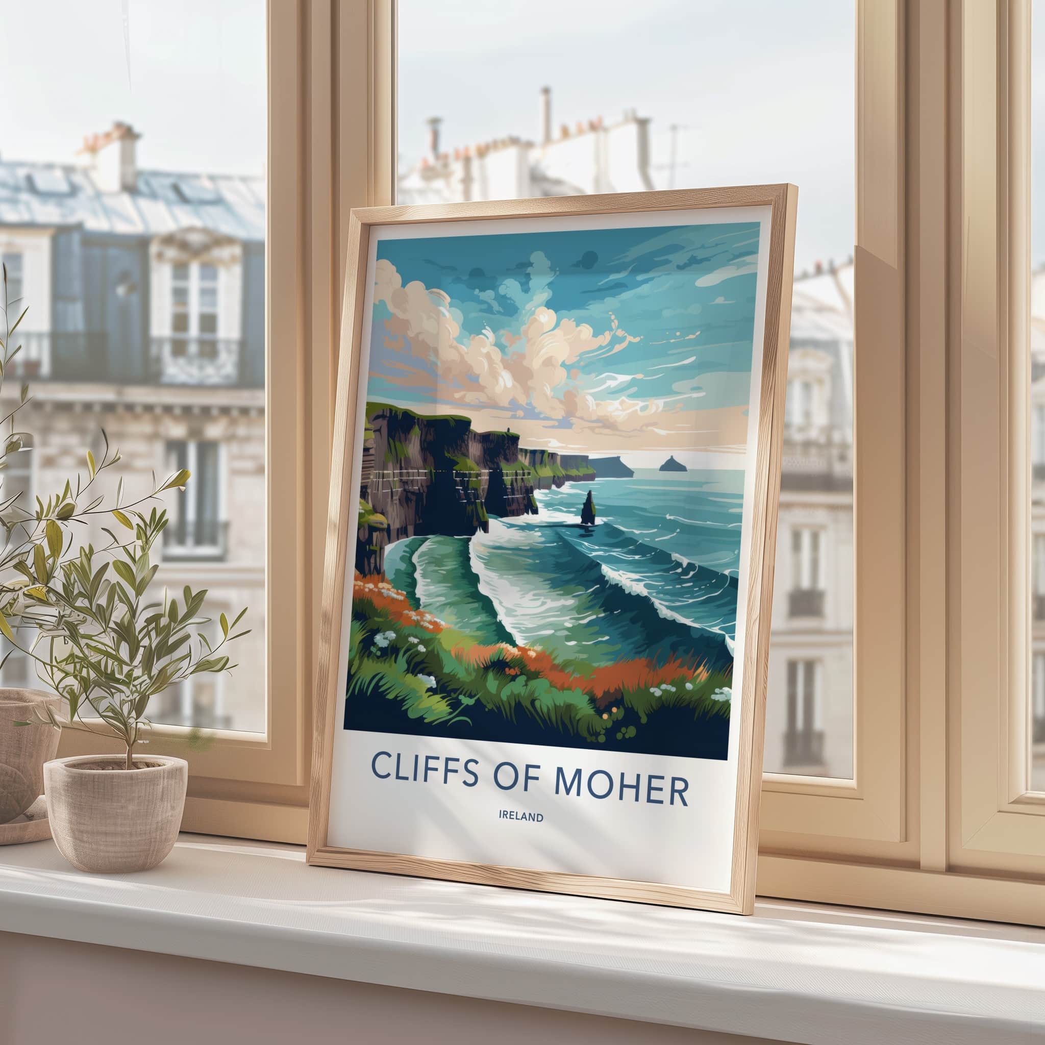 Cliffs Of Moher Poster - Ireland Framed Print - Dramatic Sea Cliffs Framed Decor