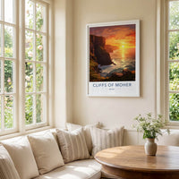 Cliffs of Moher Poster - Ireland Travel Art - Dramatic Ocean Sunset Home Decor