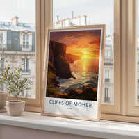 Cliffs of Moher Poster - Ireland Travel Art - Dramatic Ocean Sunset Home Decor