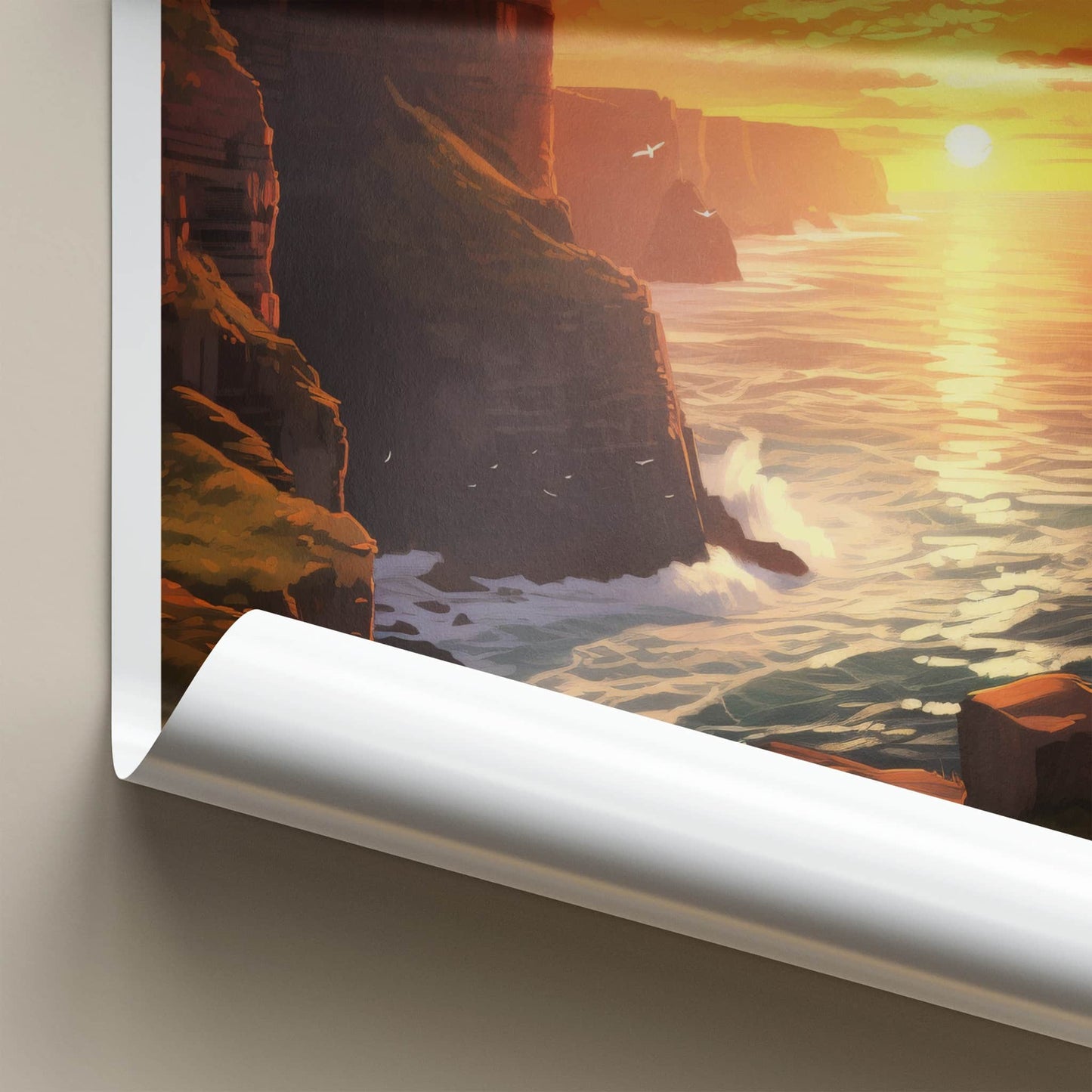 Cliffs of Moher Poster - Ireland Travel Art - Dramatic Ocean Sunset Home Decor