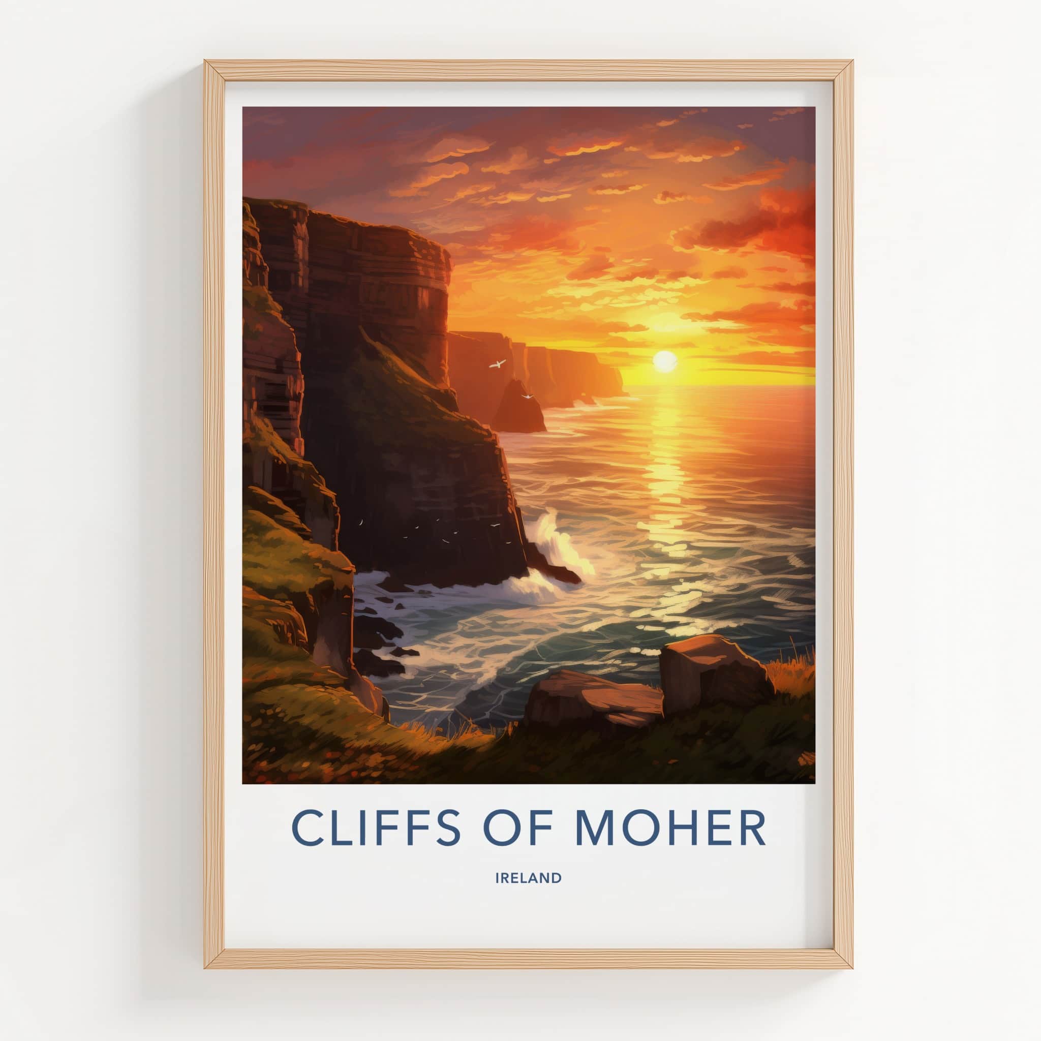 Cliffs of Moher Poster - Ireland Travel Art - Dramatic Ocean Sunset Home Decor
