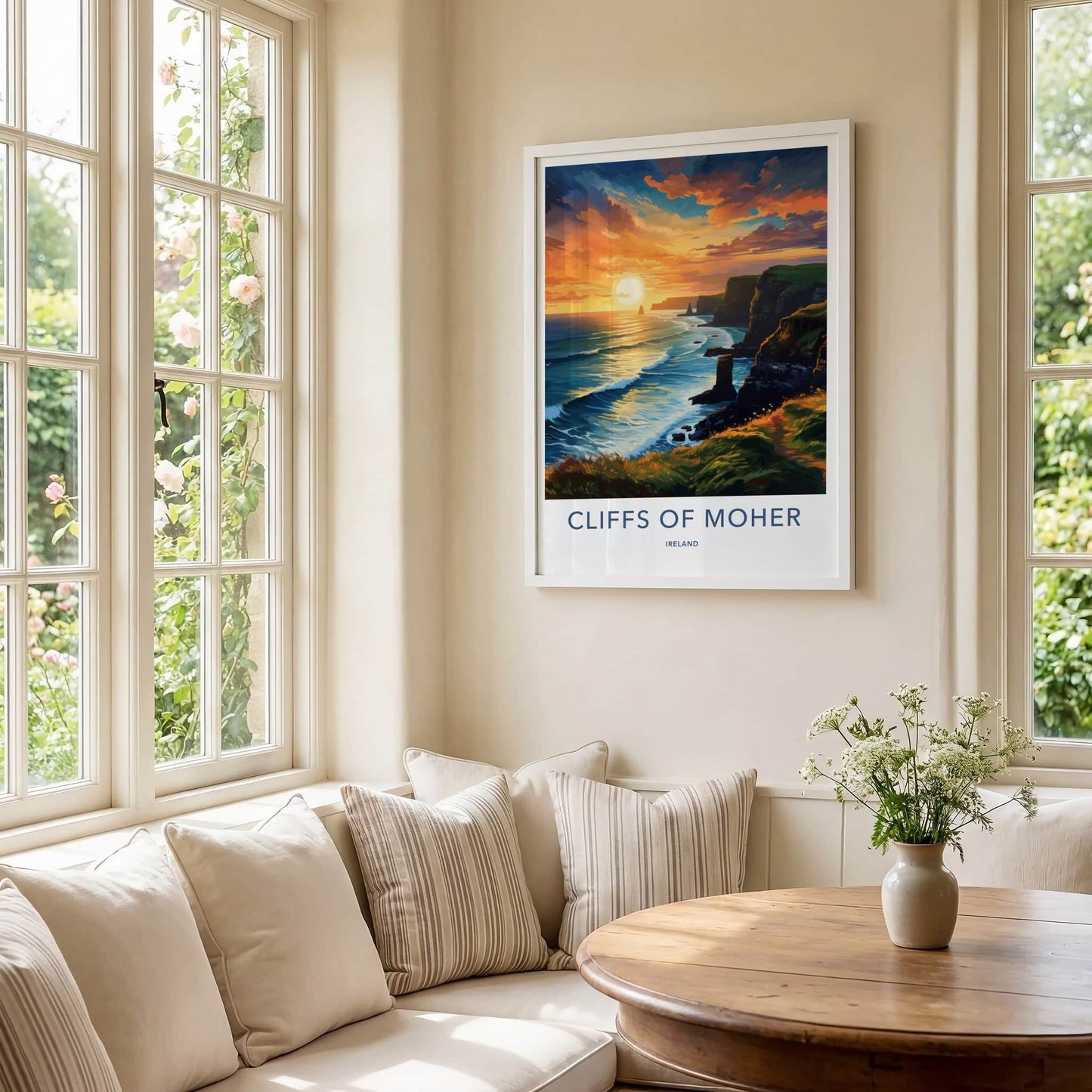 Cliffs of Moher Poster - Ireland Travel Art - Dramatic Ocean Sunset Home Decor