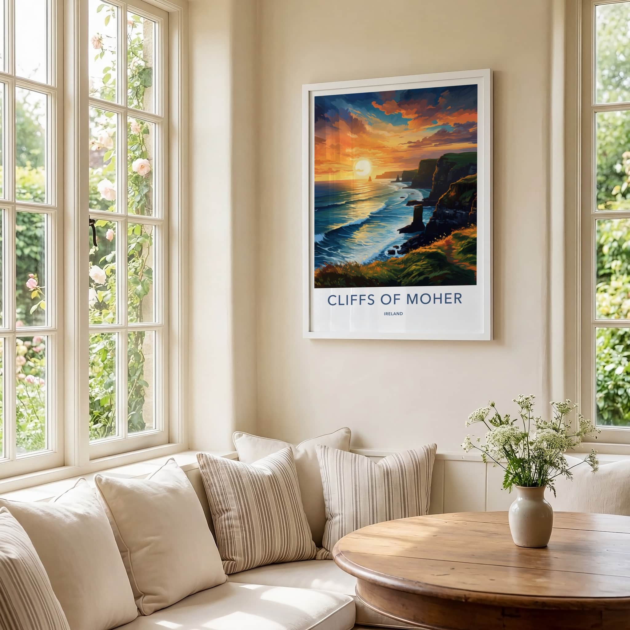 Cliffs of Moher Poster - Ireland Travel Art - Dramatic Ocean Sunset Home Decor