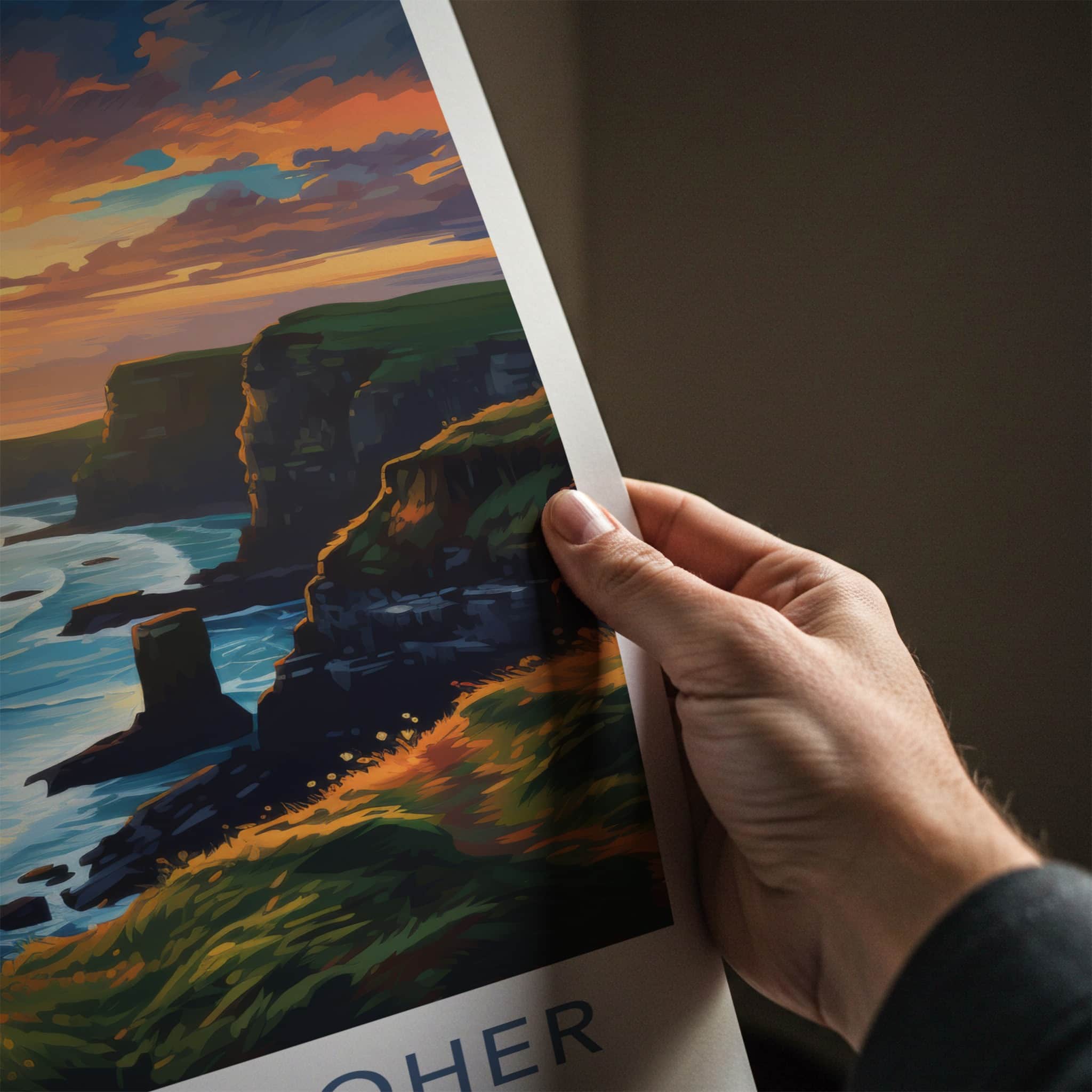 Cliffs of Moher Poster - Ireland Travel Art - Dramatic Ocean Sunset Home Decor