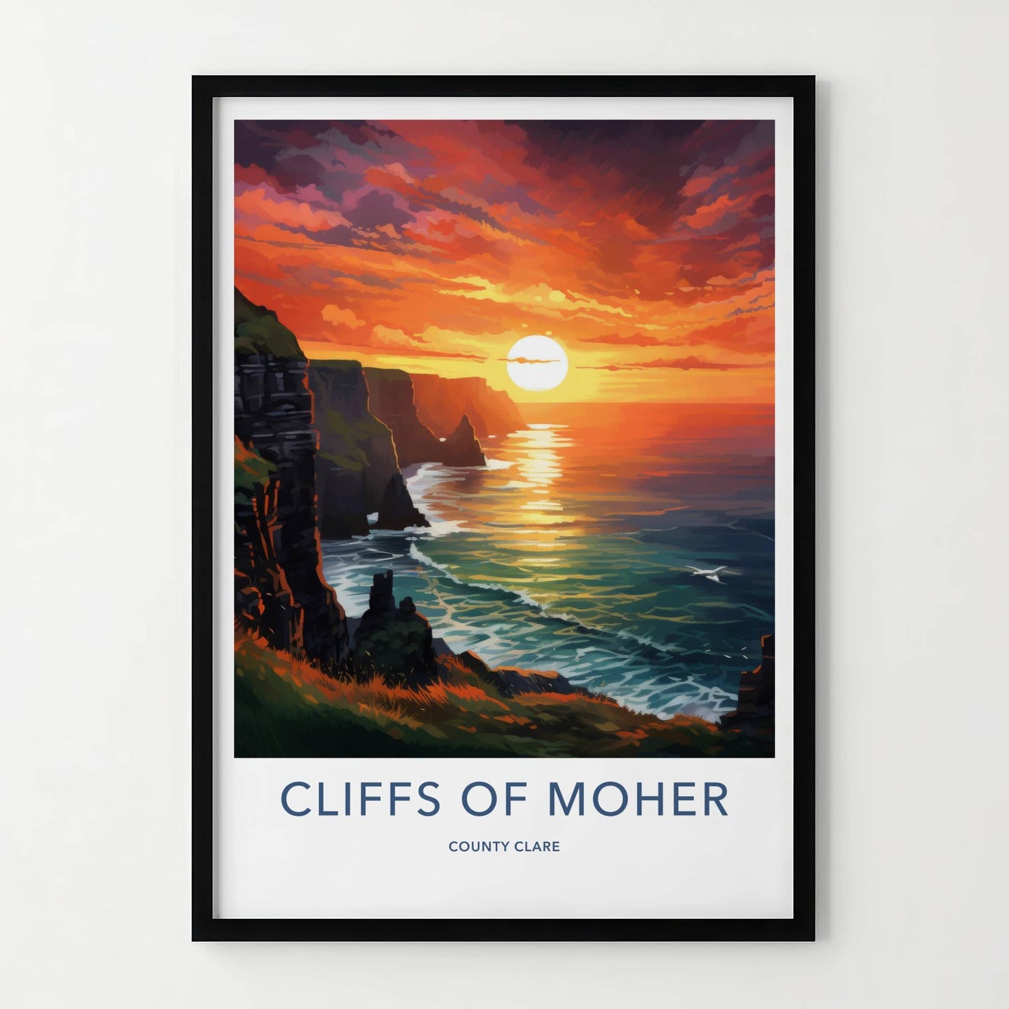 Cliffs Of Moher Poster - Ireland Travel Art - Dramatic Sunset Ocean Home Decor