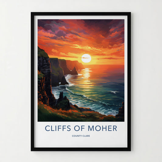 Cliffs Of Moher Poster - Ireland Travel Art - Dramatic Sunset Ocean Home Decor