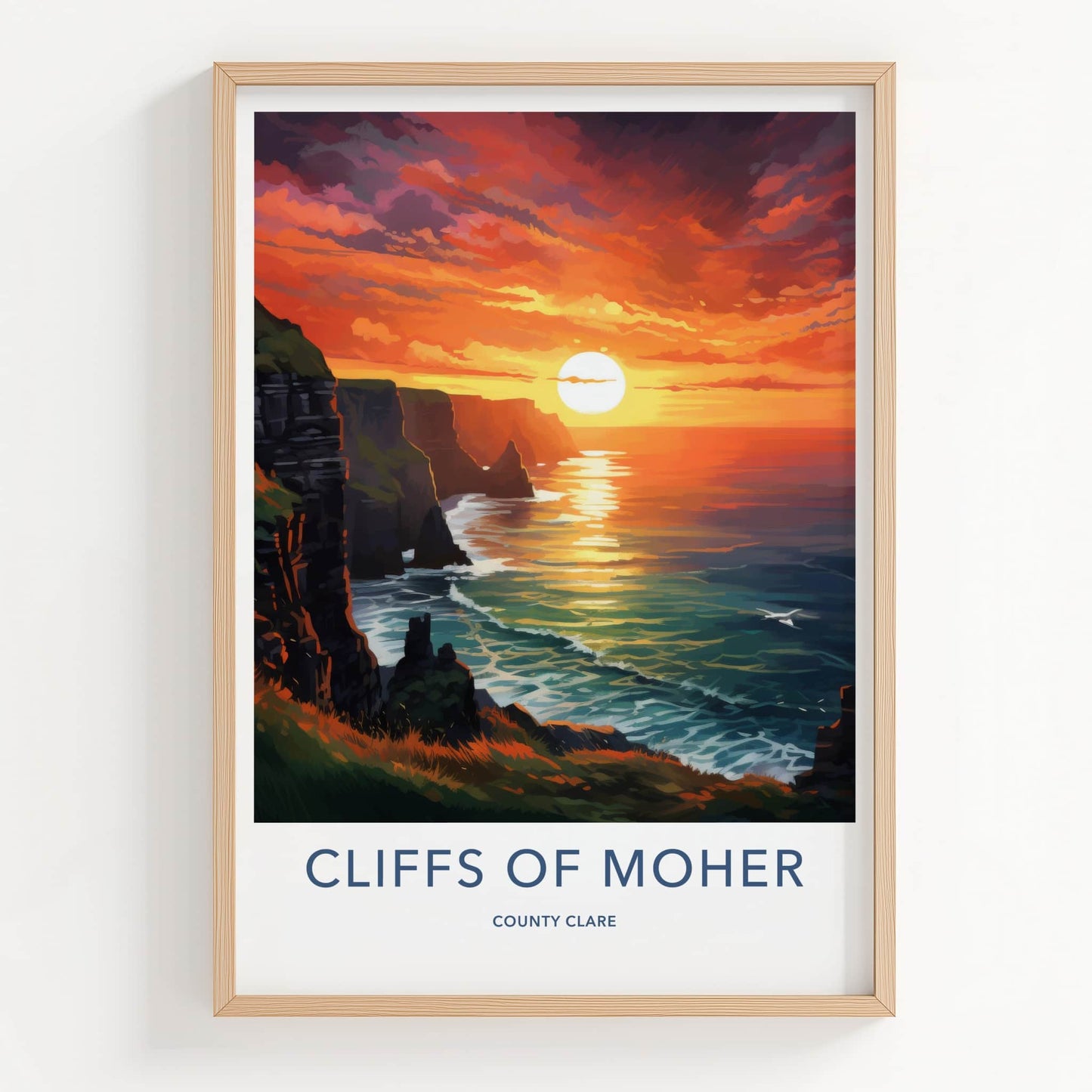 Cliffs Of Moher Poster - Ireland Travel Art - Dramatic Sunset Ocean Home Decor