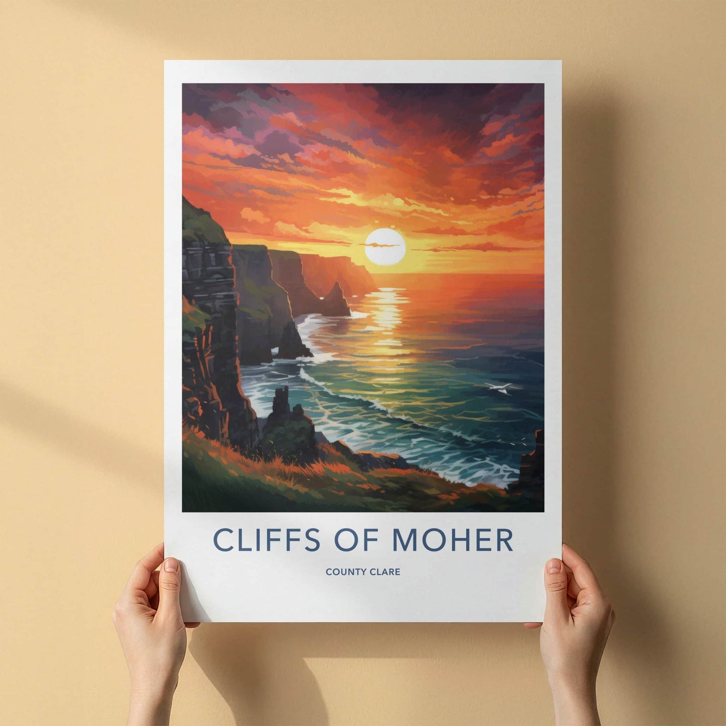 Cliffs Of Moher Poster - Ireland Travel Art - Dramatic Sunset Ocean Home Decor