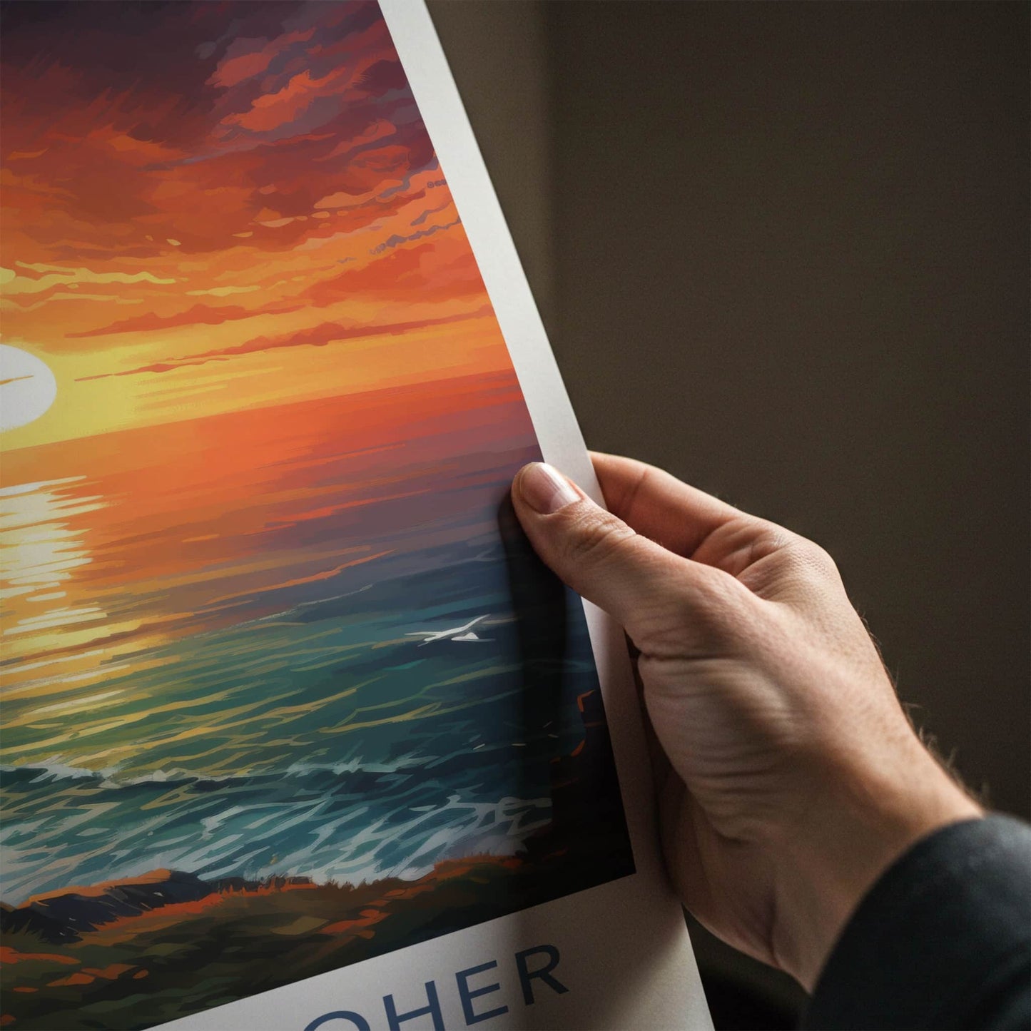Cliffs Of Moher Poster - Ireland Travel Art - Dramatic Sunset Ocean Home Decor