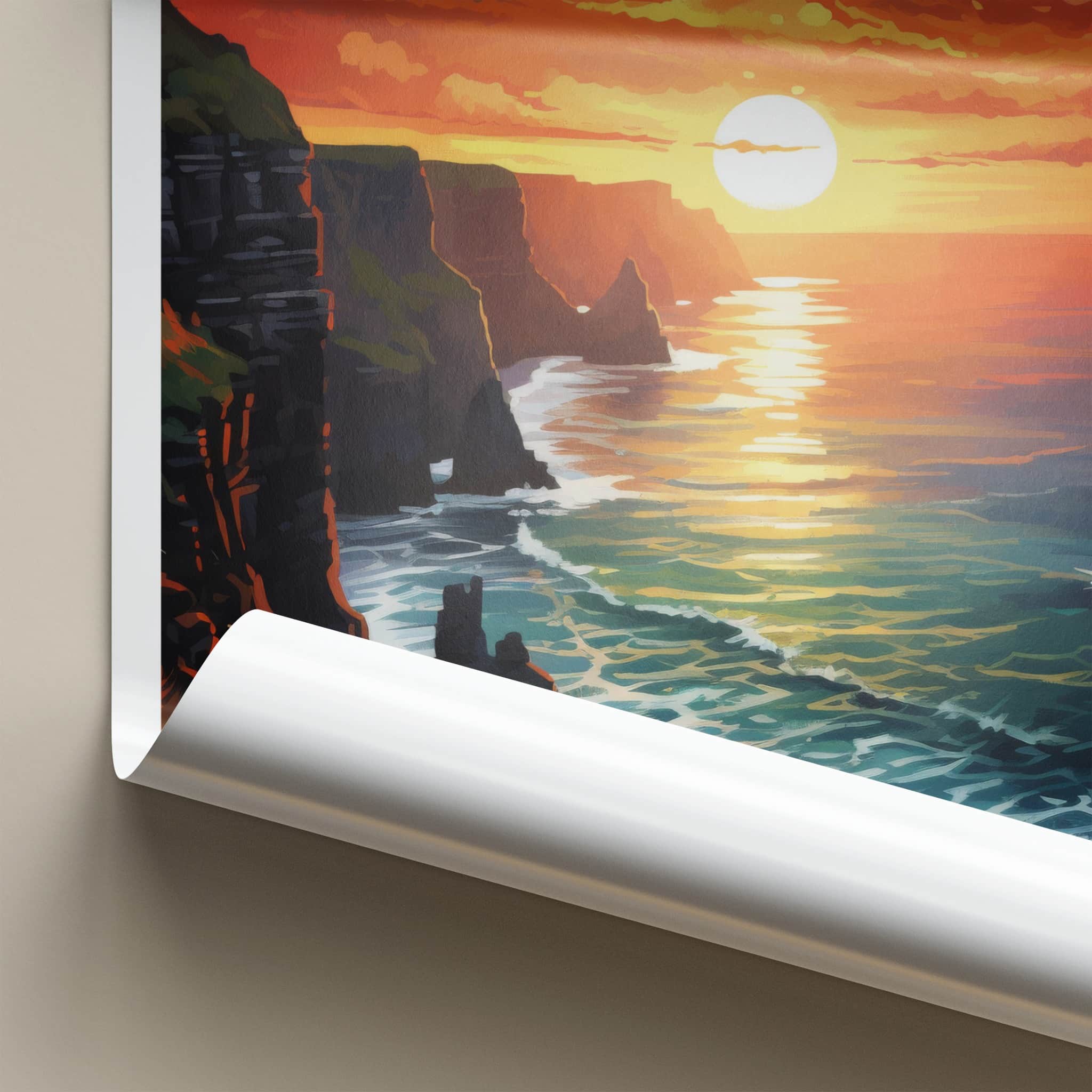 Cliffs Of Moher Poster - Ireland Travel Art - Dramatic Sunset Ocean Home Decor
