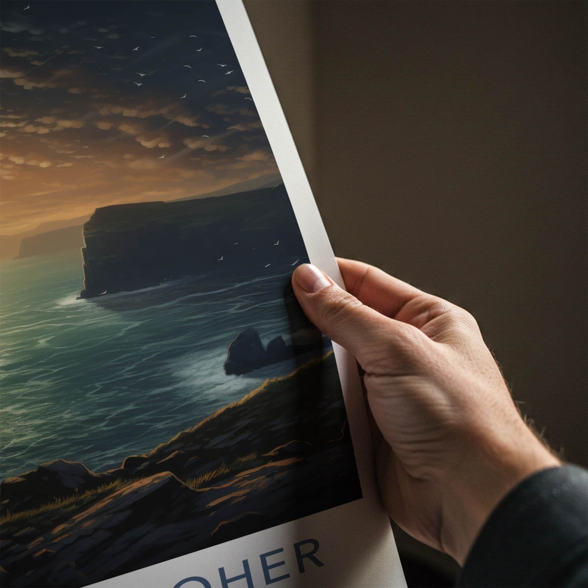 Cliffs Of Moher Poster - Ireland Travel Art - Golden Ocean Cliffs Home Decor
