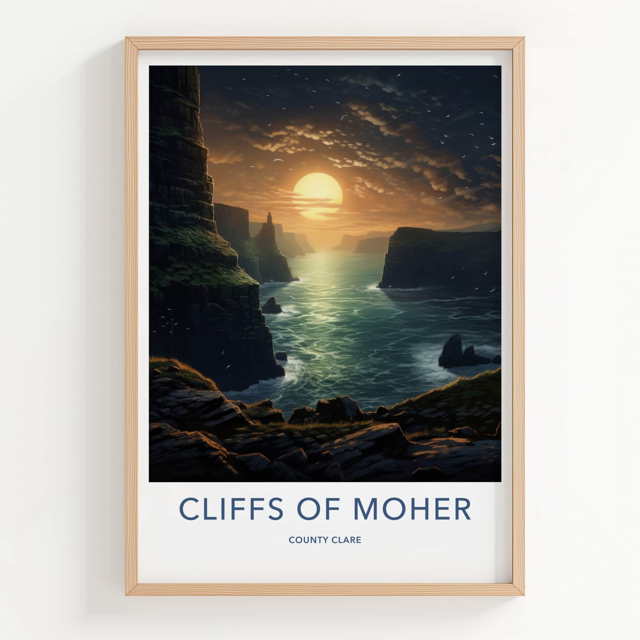 Cliffs Of Moher Poster - Ireland Travel Art - Golden Ocean Cliffs Home Decor