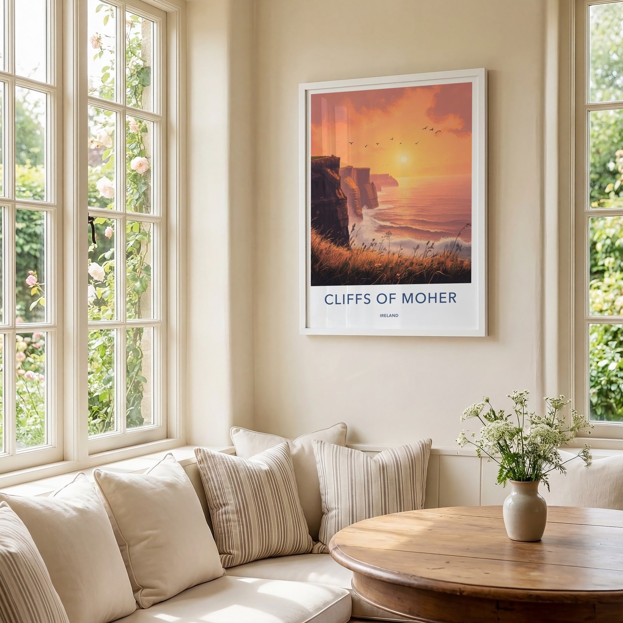 Cliffs Of Moher Poster - Ireland Travel Art - Golden Sunset Waves Wall Decor