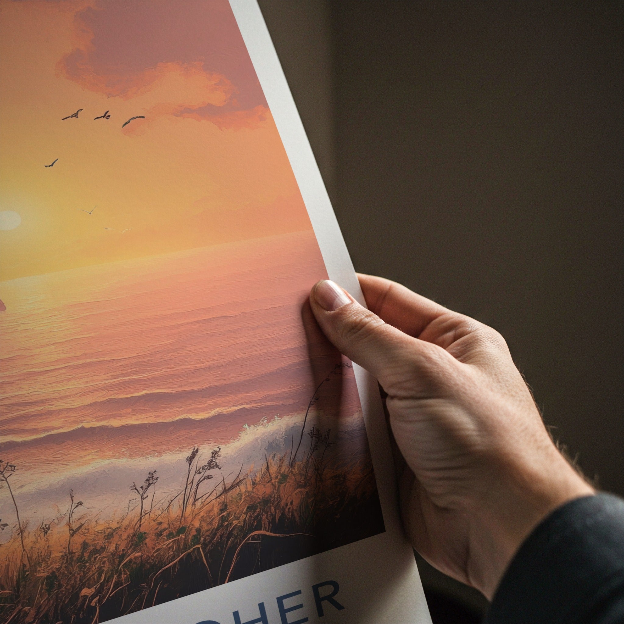 Cliffs Of Moher Poster - Ireland Travel Art - Golden Sunset Waves Wall Decor