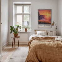 Cliffs Of Moher Poster - Ireland Travel Art - Grassy Cliff Sunset Wall Decor