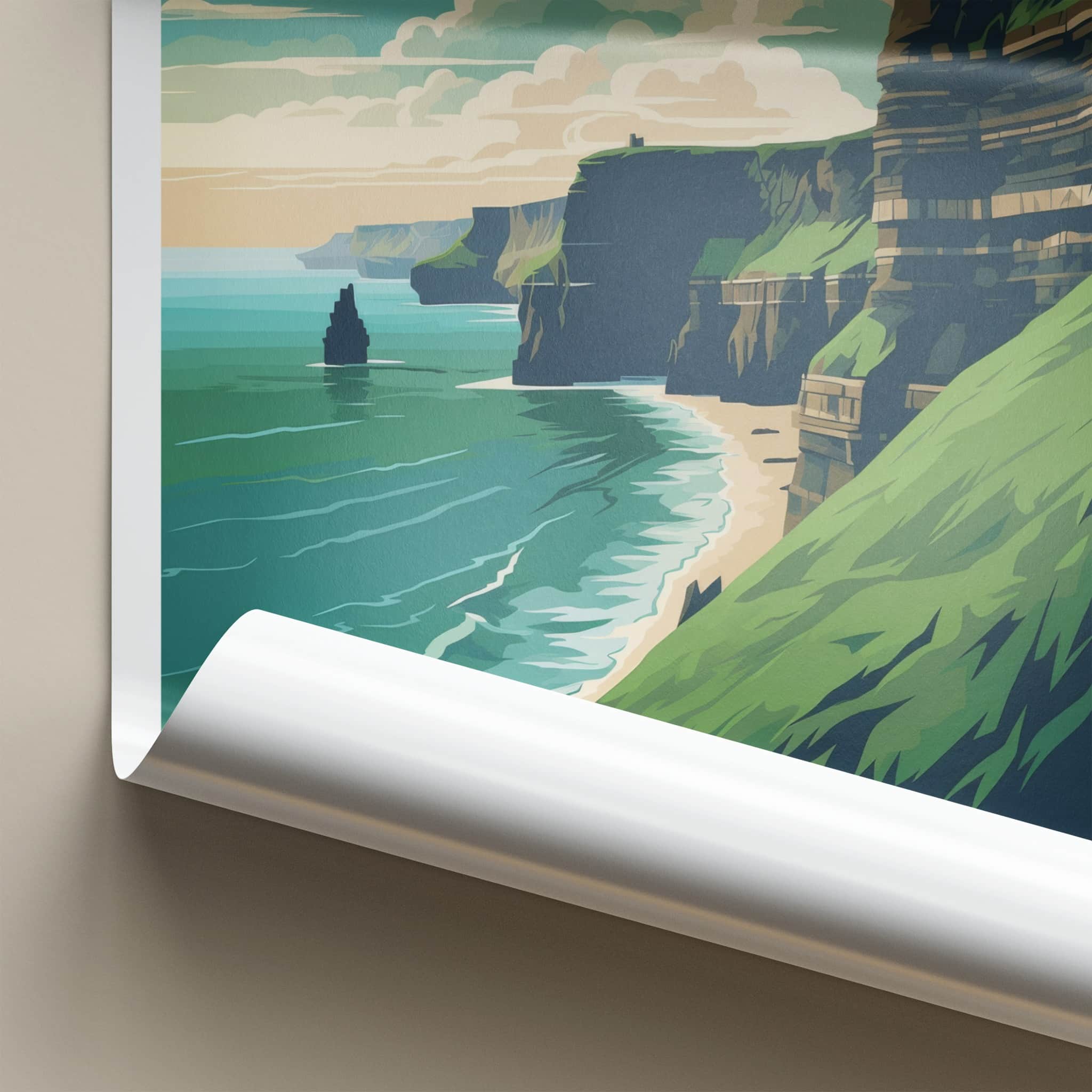 Cliffs of Moher Poster - Ireland Travel Art - Ocean Cliffs Beach Wall Decor