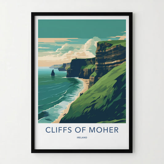 Cliffs of Moher Poster - Ireland Travel Art - Ocean Cliffs Beach Wall Decor