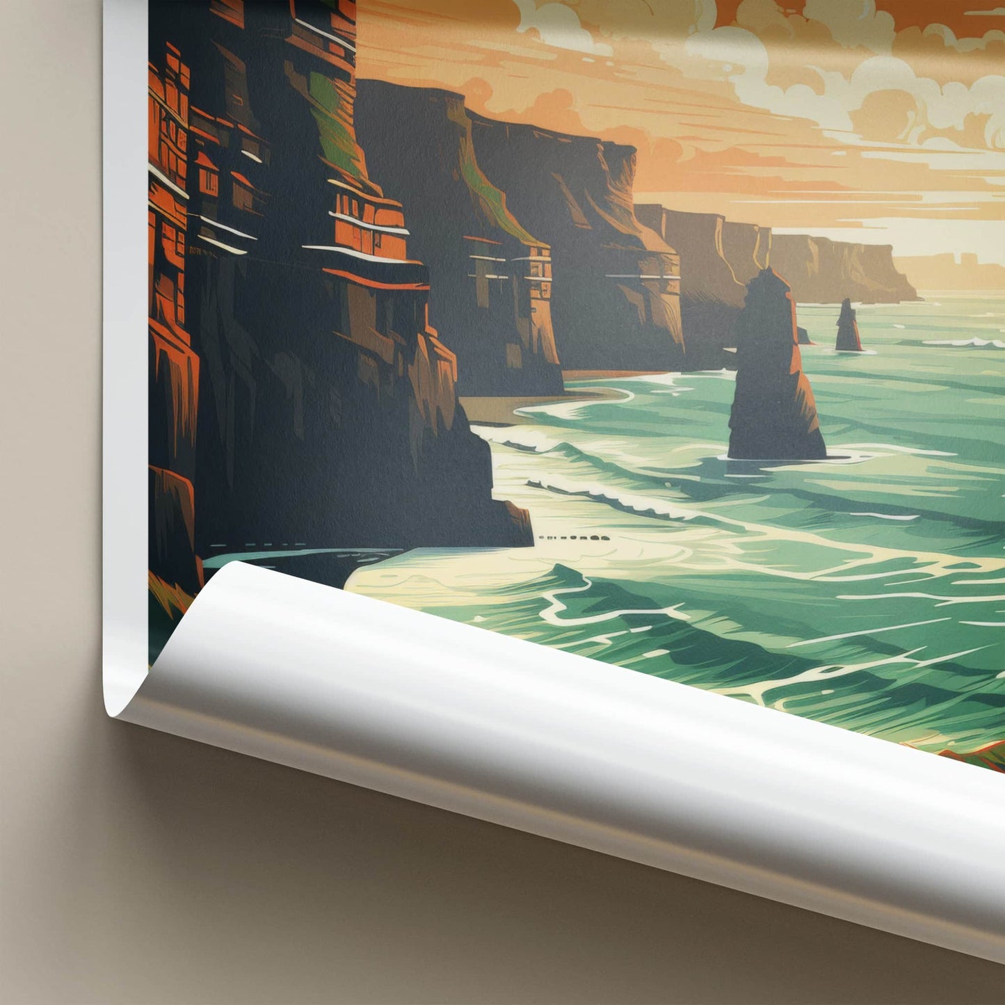 Cliffs Of Moher Poster - Ireland Travel Art - Ocean Cliffs Sunset Home Decor