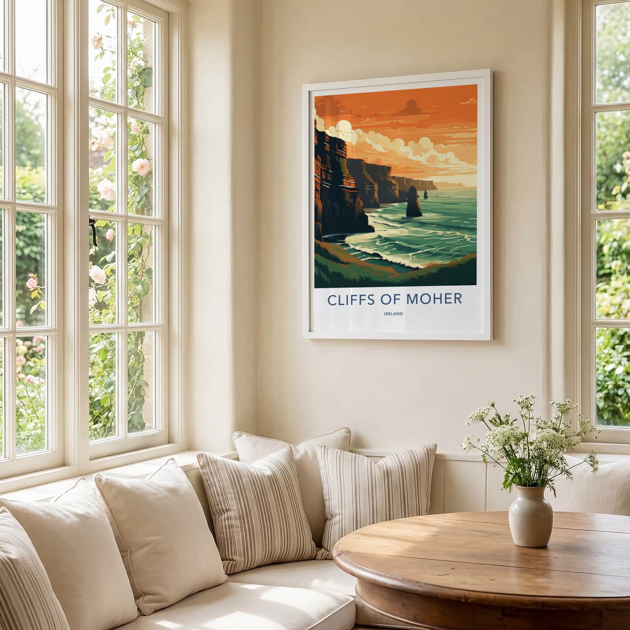 Cliffs Of Moher Poster - Ireland Travel Art - Ocean Cliffs Sunset Home Decor