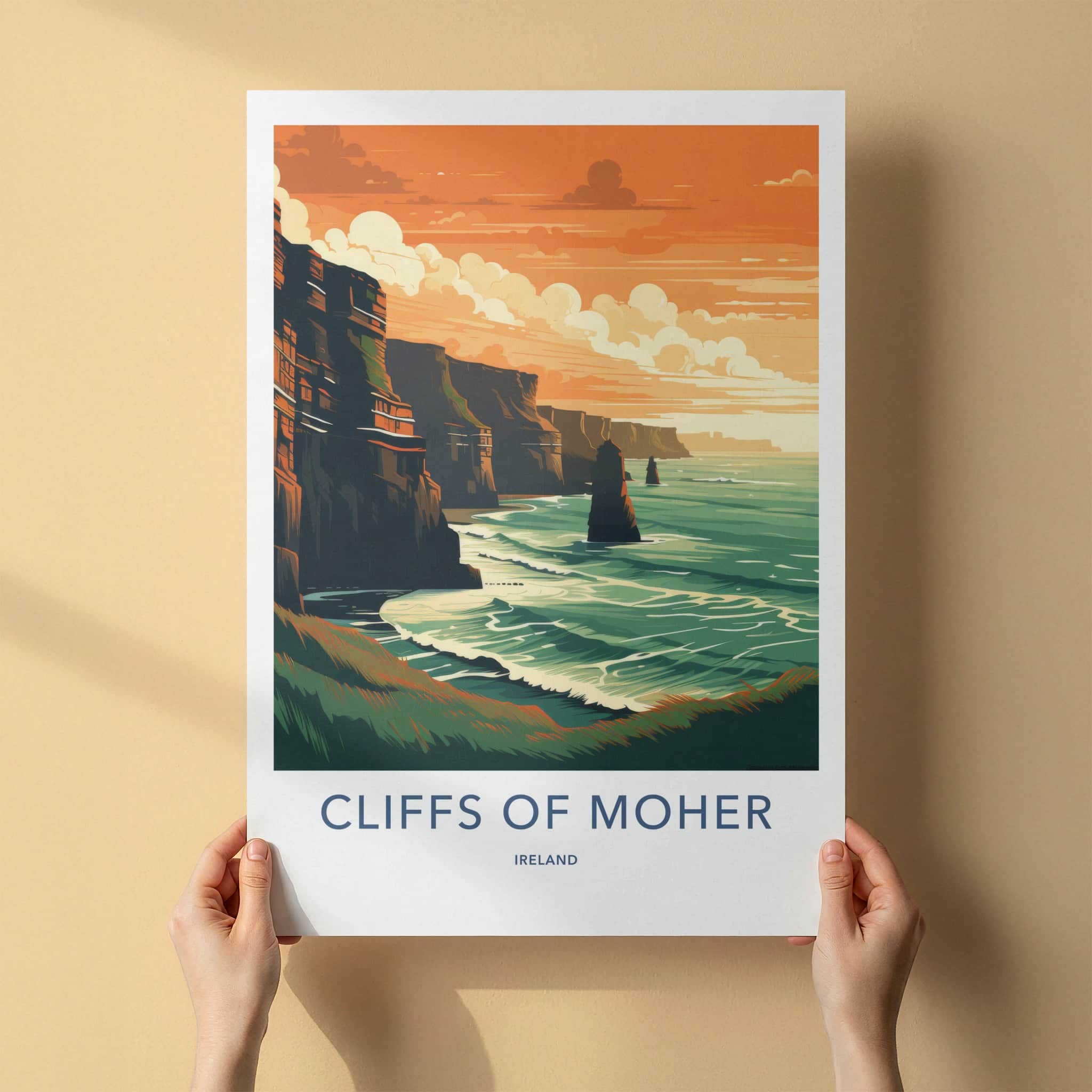 Cliffs Of Moher Poster - Ireland Travel Art - Ocean Cliffs Sunset Home Decor