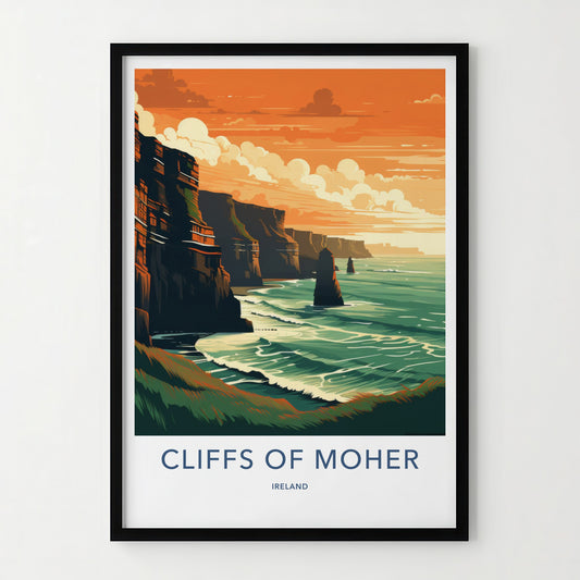 Cliffs Of Moher Poster - Ireland Travel Art - Ocean Cliffs Sunset Home Decor