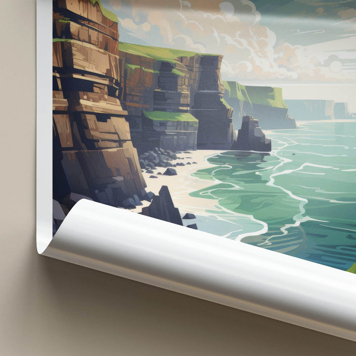 Cliffs of Moher Poster - Ireland Travel Art - Rugged Coastal Cliffs Home Decor