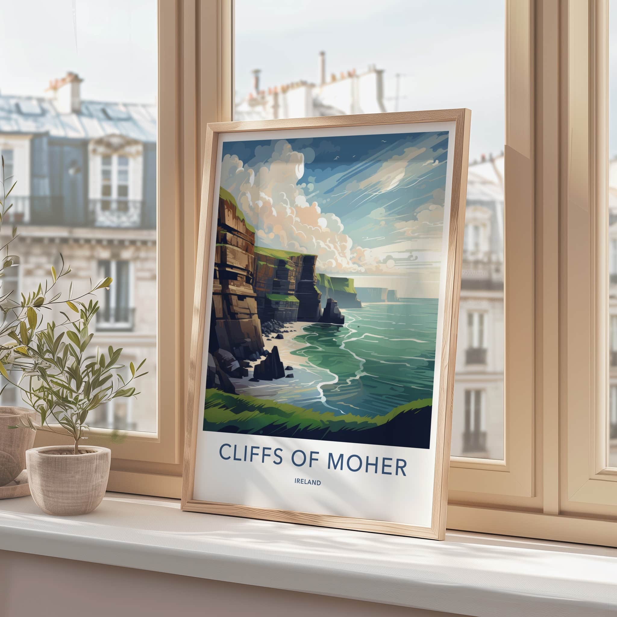 Cliffs of Moher Poster - Ireland Travel Art - Rugged Coastal Cliffs Home Decor