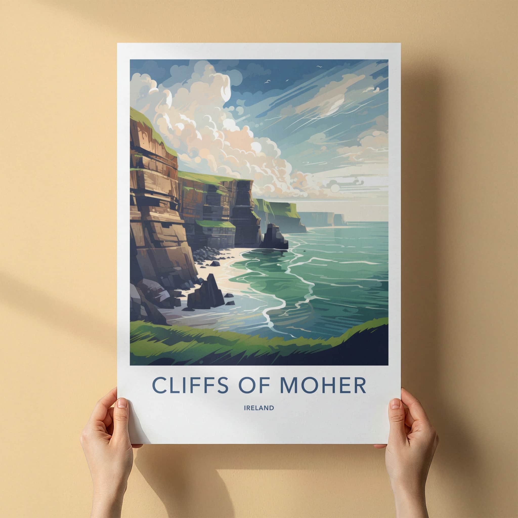 Cliffs of Moher Poster - Ireland Travel Art - Rugged Coastal Cliffs Home Decor