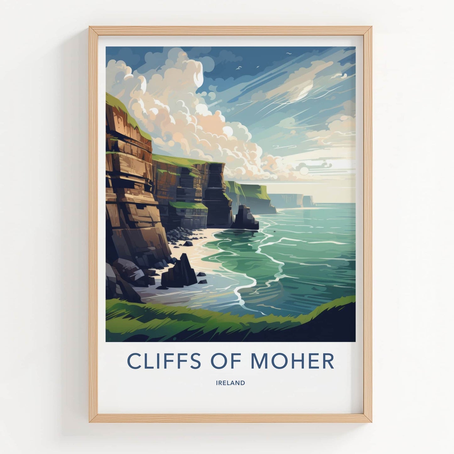 Cliffs of Moher Poster - Ireland Travel Art - Rugged Coastal Cliffs Home Decor