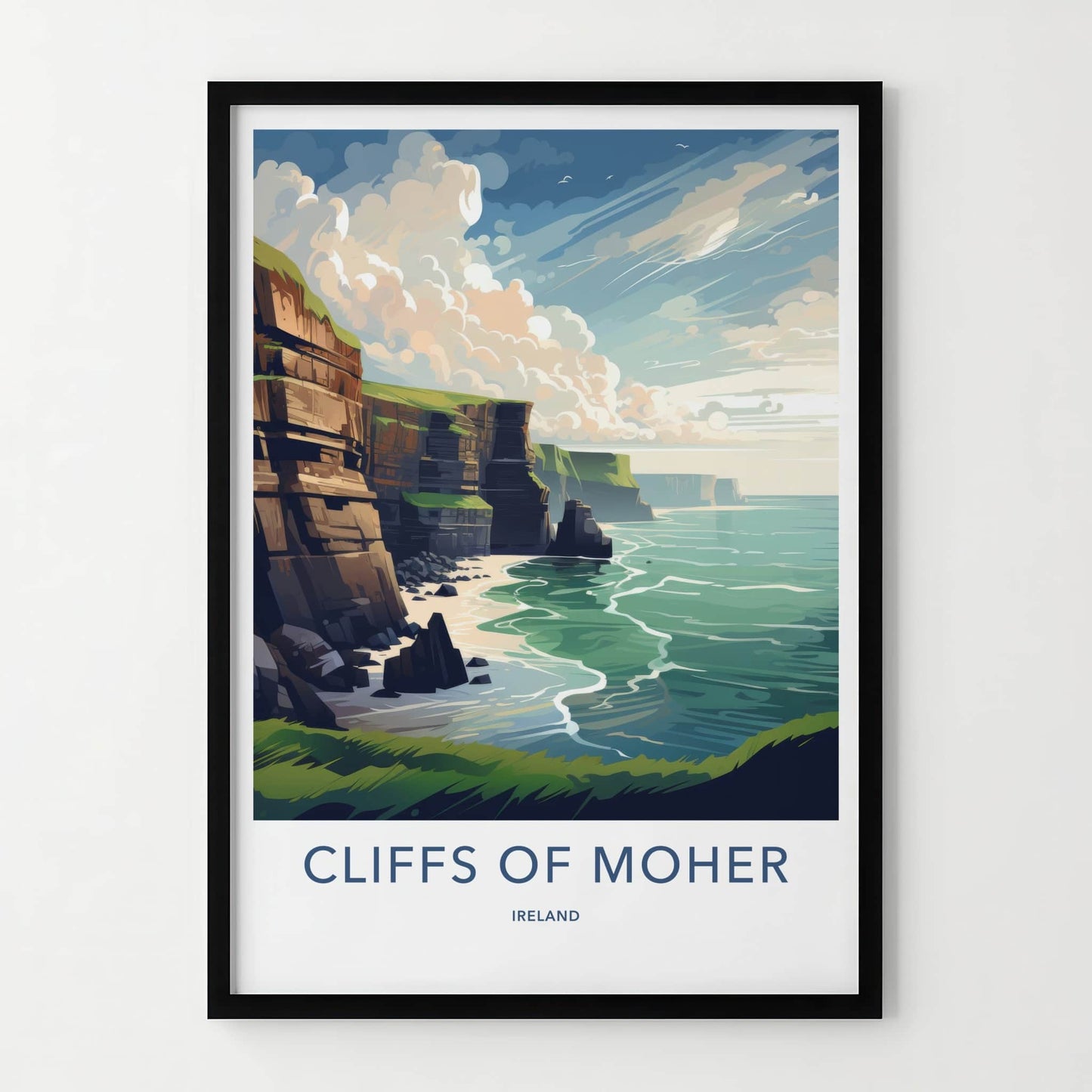 Cliffs of Moher Poster - Ireland Travel Art - Rugged Coastal Cliffs Home Decor