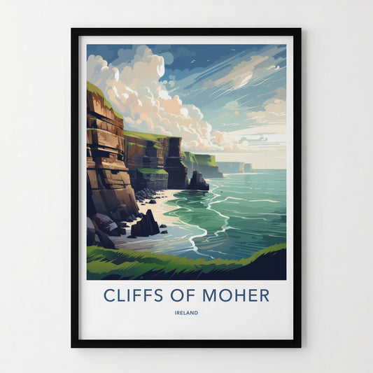 Cliffs of Moher Poster - Ireland Travel Art - Rugged Coastal Cliffs Home Decor