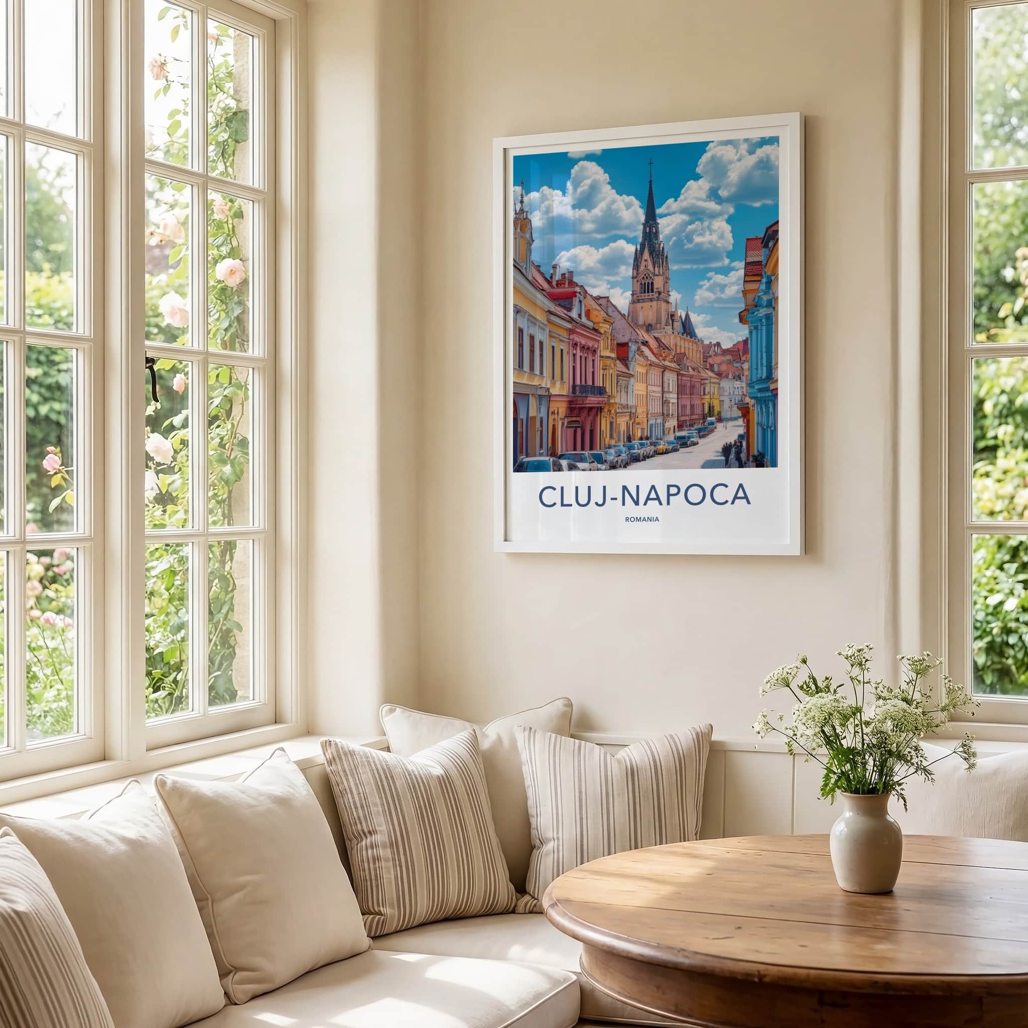Cluj-Napoca Poster - Romania Travel Art - Historic Church Street Home Decor