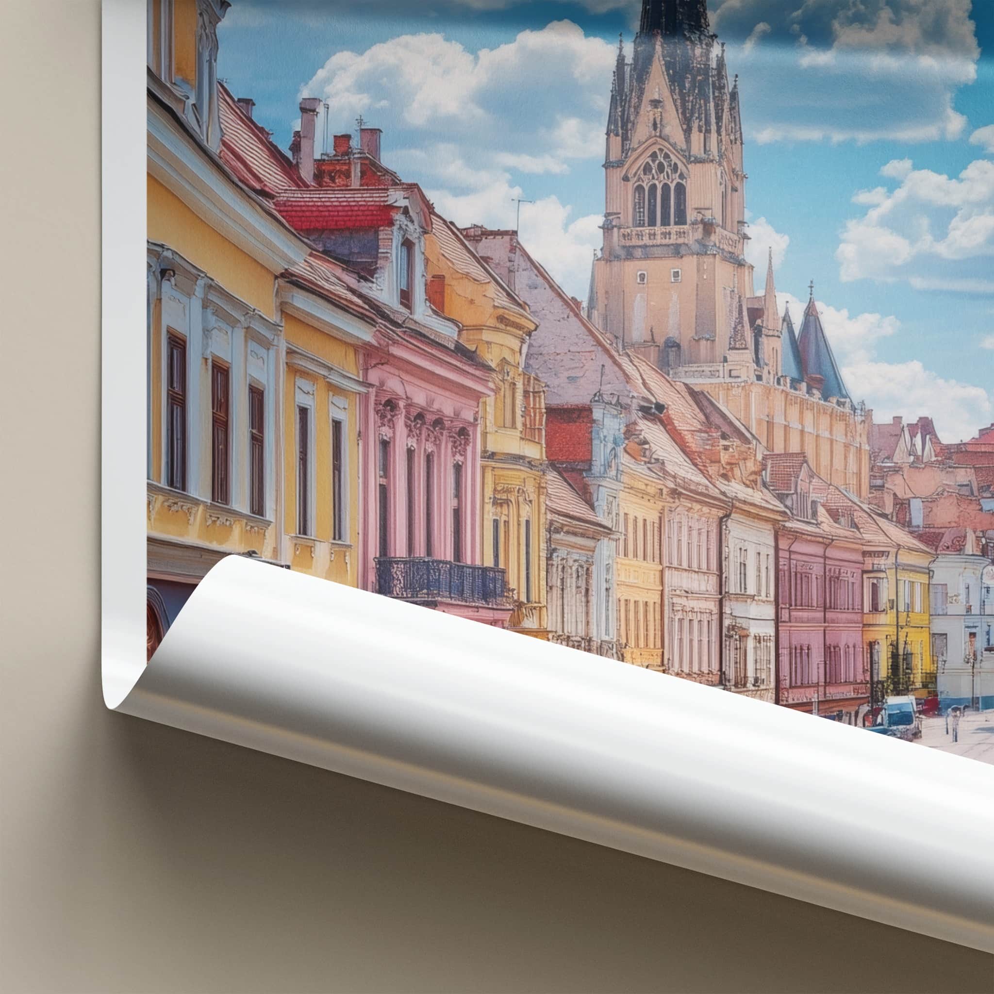 Cluj-Napoca Poster - Romania Travel Art - Historic Church Street Home Decor