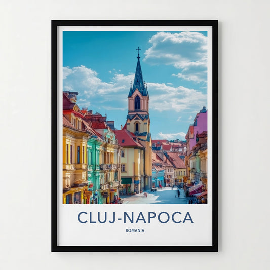 Cluj-Napoca Poster - Romania Travel Art - Vibrant Town Architecture Home Decor