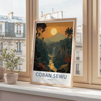 Coban Sewu Poster - Indonesia Scenic Art - Golden Jungle Waterfall Gallery Art