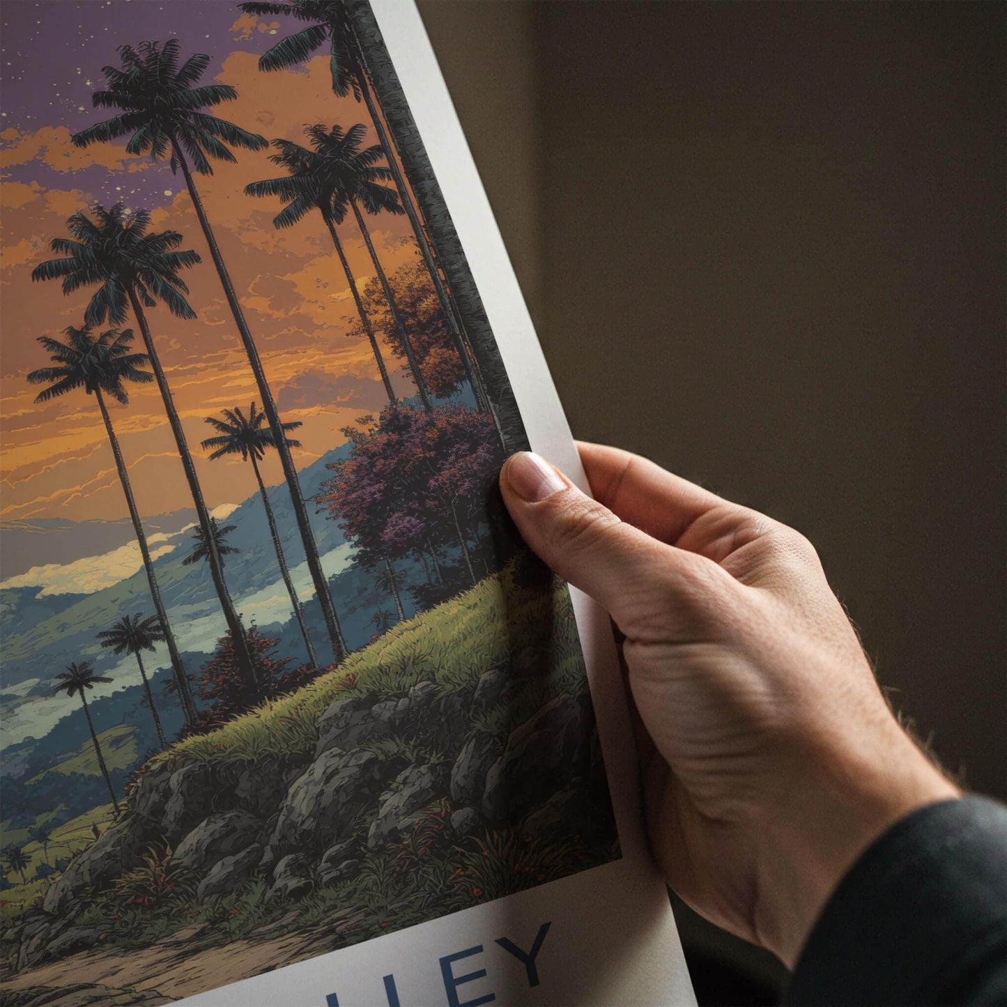 Cocora Valley Poster - Colombia Travel Art - Golden Sky Palms Wall Decor