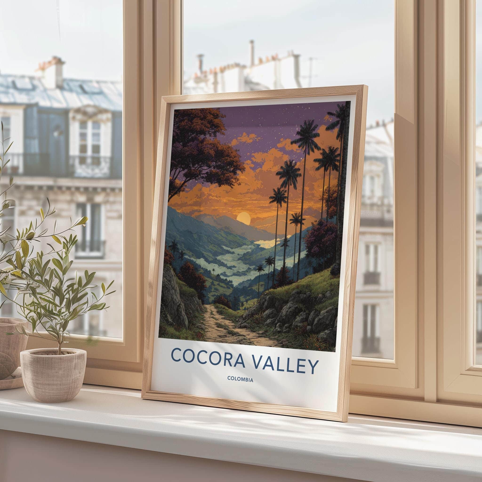 Cocora Valley Poster - Colombia Travel Art - Golden Sky Palms Wall Decor