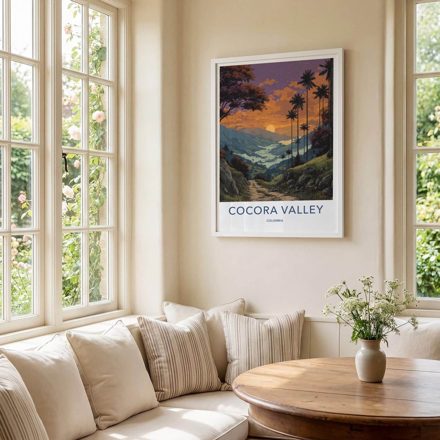 Cocora Valley Poster - Colombia Travel Art - Golden Sky Palms Wall Decor