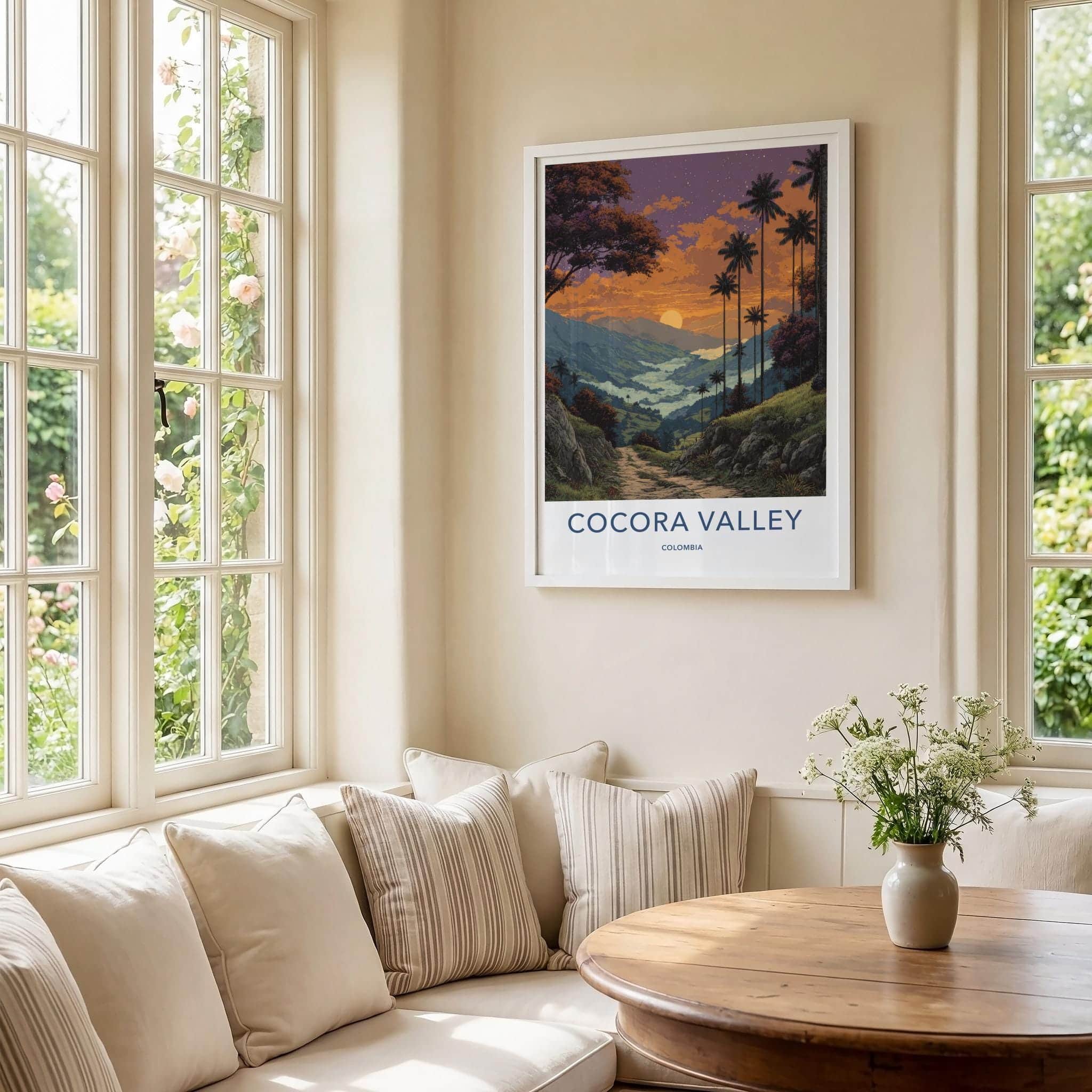 Cocora Valley Poster - Colombia Travel Art - Golden Sky Palms Wall Decor