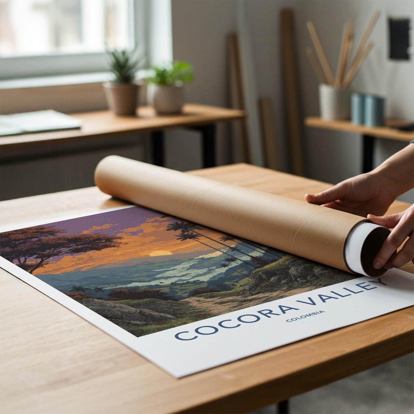 Cocora Valley Poster - Colombia Travel Art - Golden Sky Palms Wall Decor